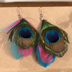 Peacock feather earrings